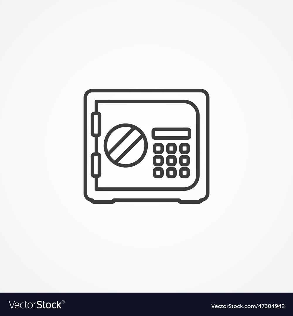 Bank safe line icon money outline