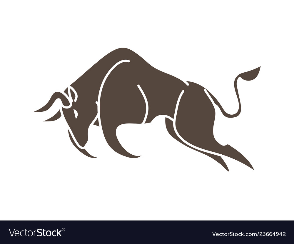 Bull charging bull attack graphic Royalty Free Vector Image