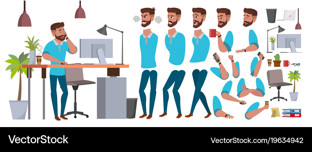 Business man character working male Royalty Free Vector