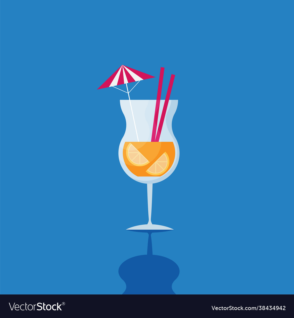 Cocktail flat icon with long shadow eps10 Vector Image