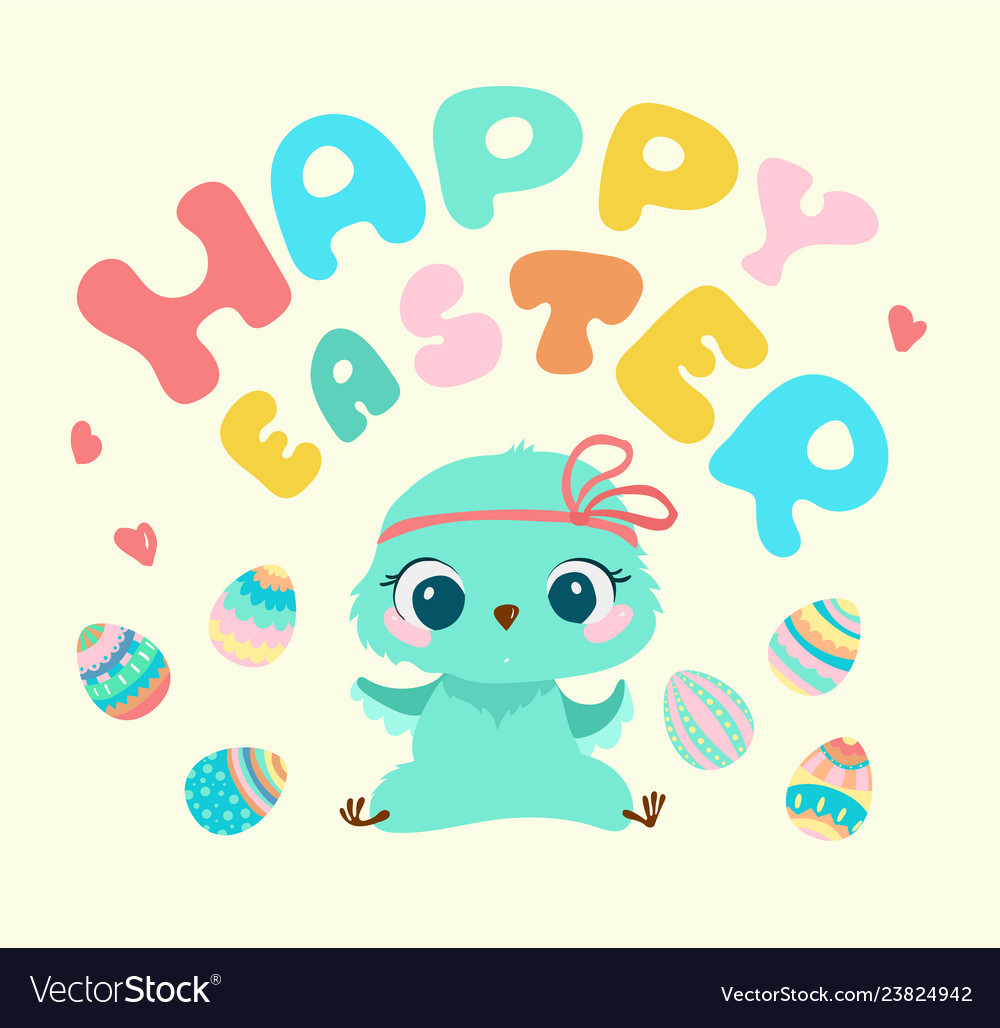 Easter cute cartoon chicken vector image Easter cute cartoon chicken