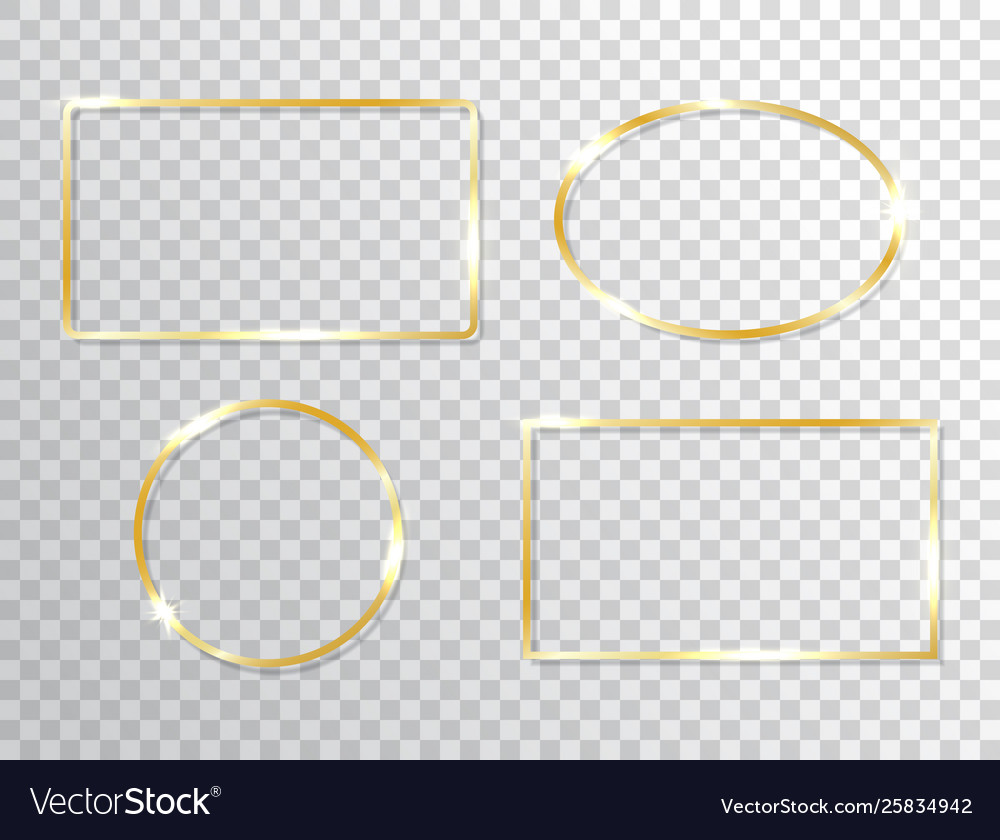 Glowing frames set isolated on transparent vector image Glowing frames set isolated on transparent