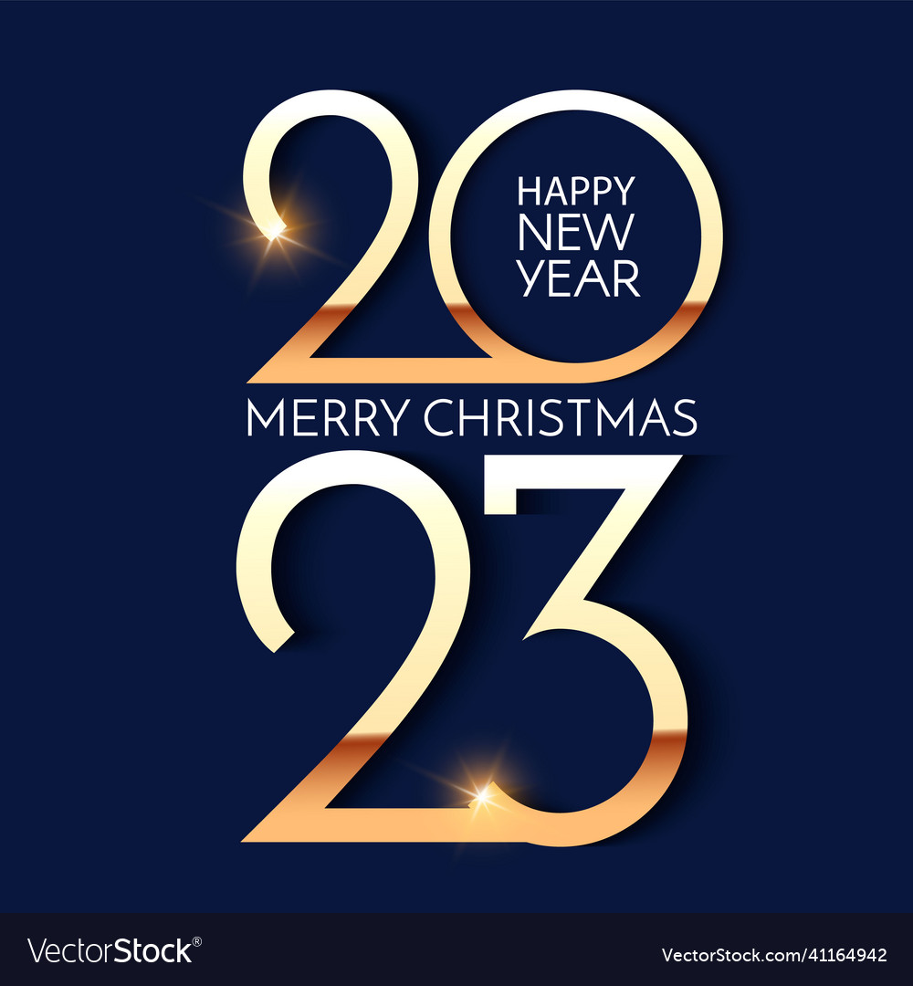 Happy new 2023 year elegant gold text with light Vector Image