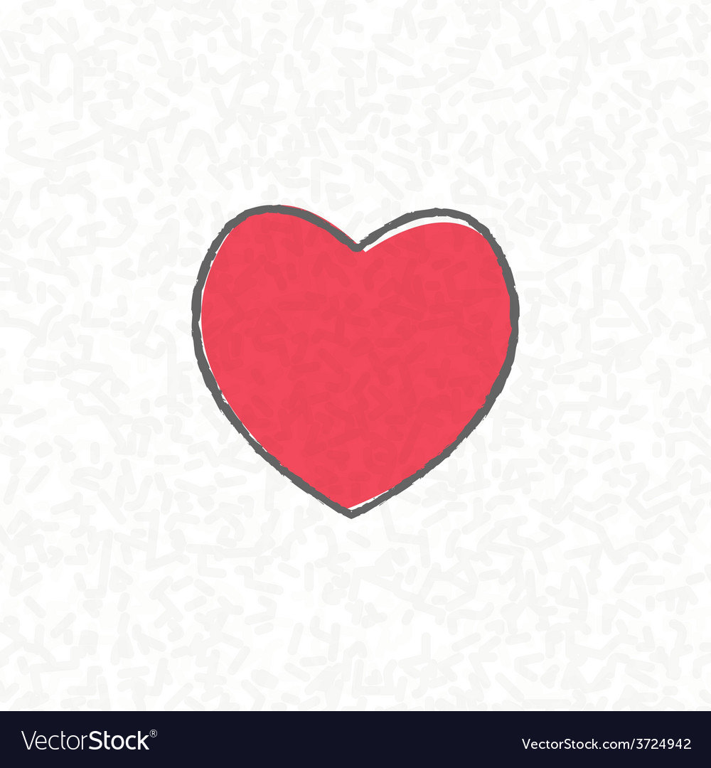 Heart on scribble abstract pattern white