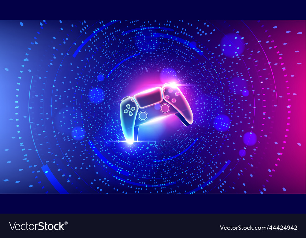 Neon Game Controller Cyber Space