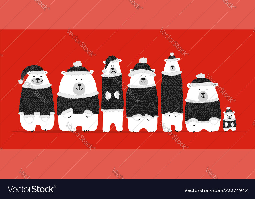 Santa bears family sketch for your design