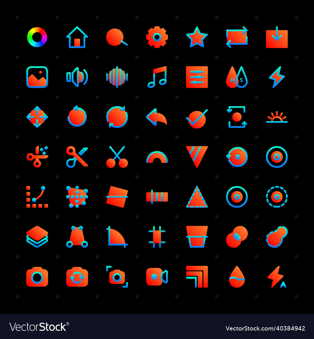 Thin line image editing icons vector image Thin line image editing icons