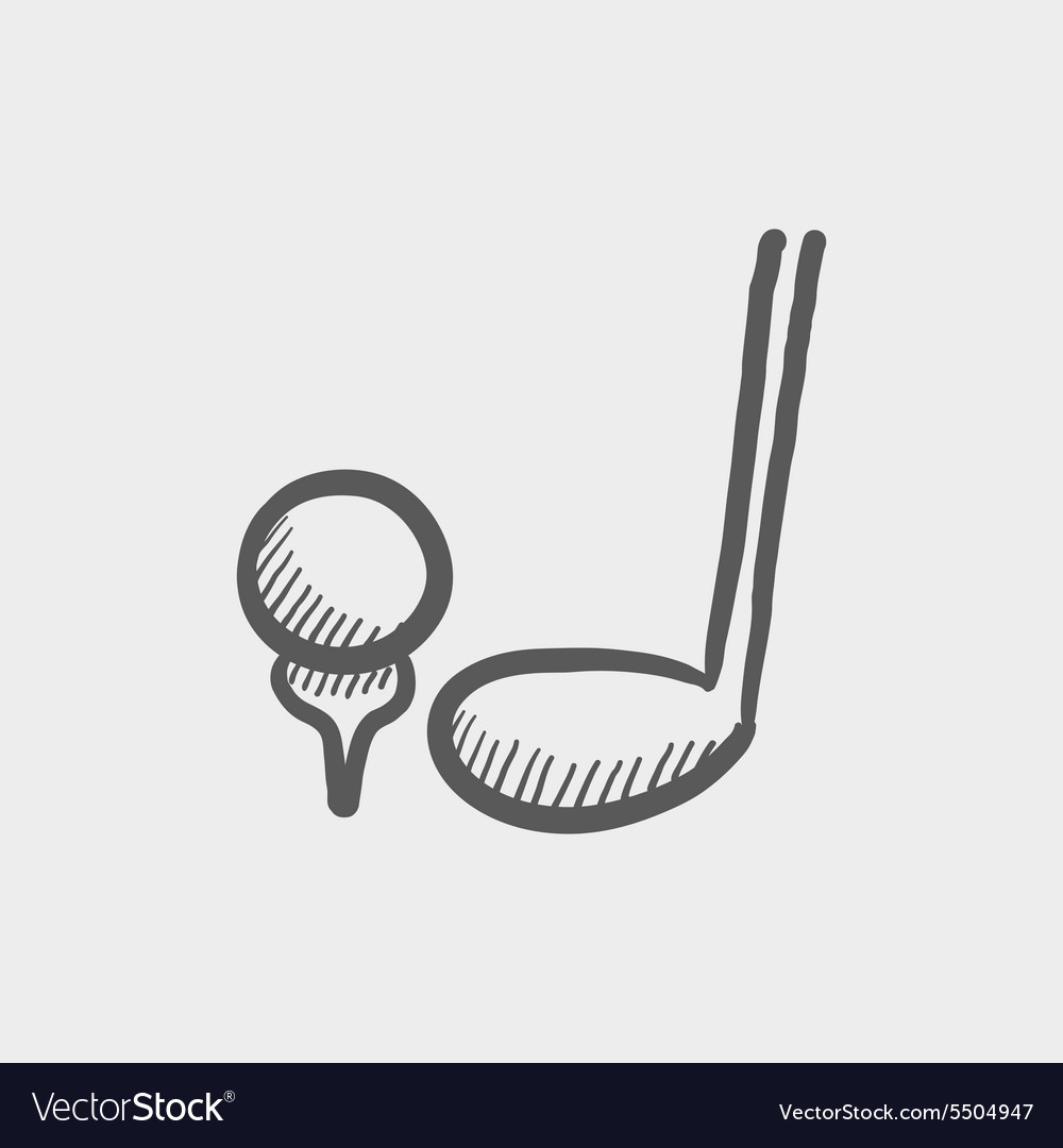 Golf ball and putter sketch icon