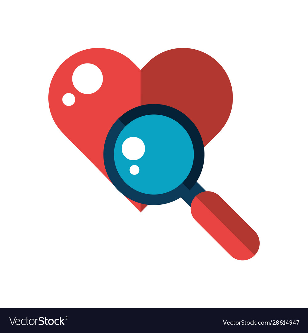 Happy valentines day magnifying glass with heart