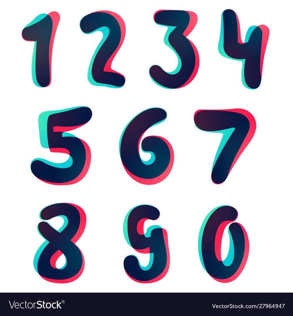 Overlapping gradient set numbers vector image Overlapping gradient set numbers