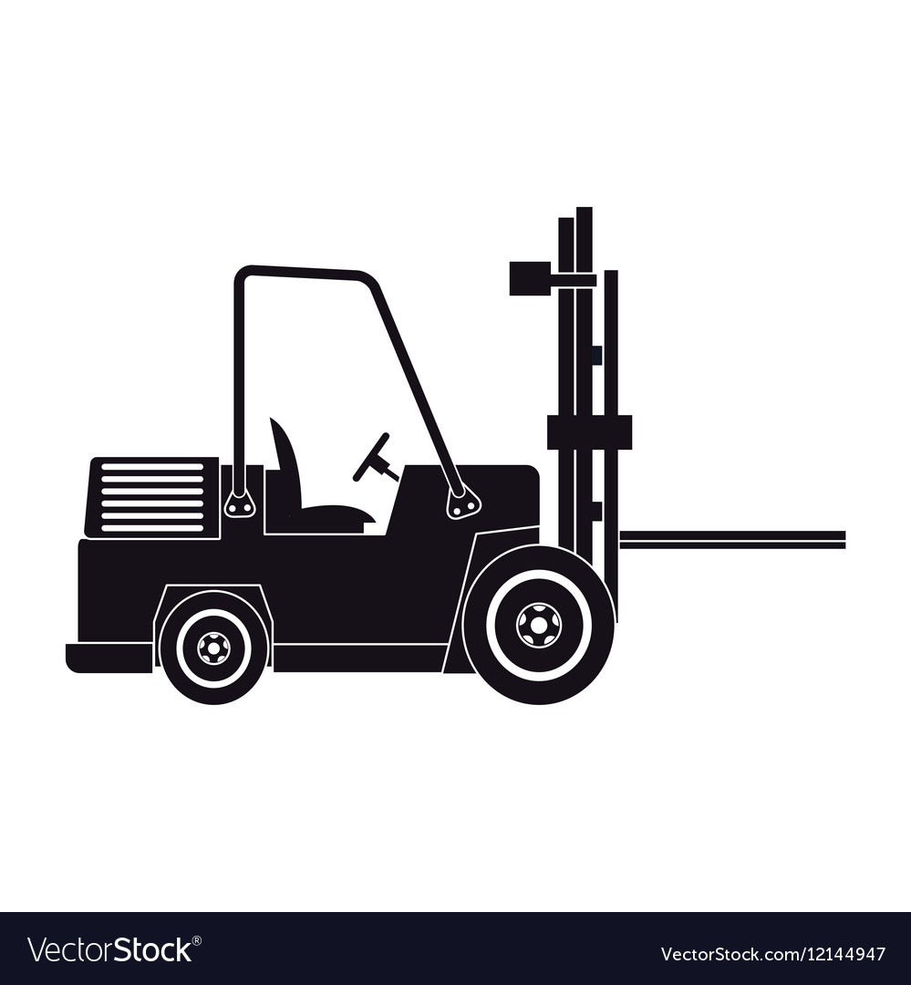 Silhouette truck forklift warehouse machine work Vector Image