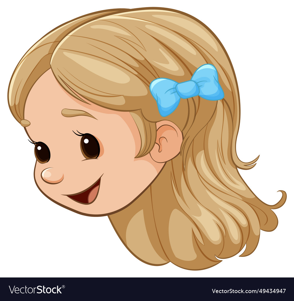 Smiling girl with ribbon in her blonde hair Vector Image