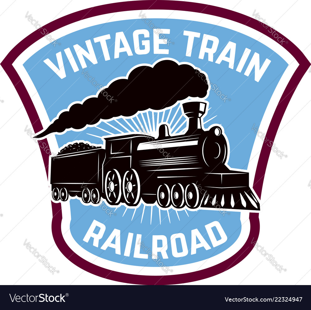 Vintage train emblem template with retro Vector Image