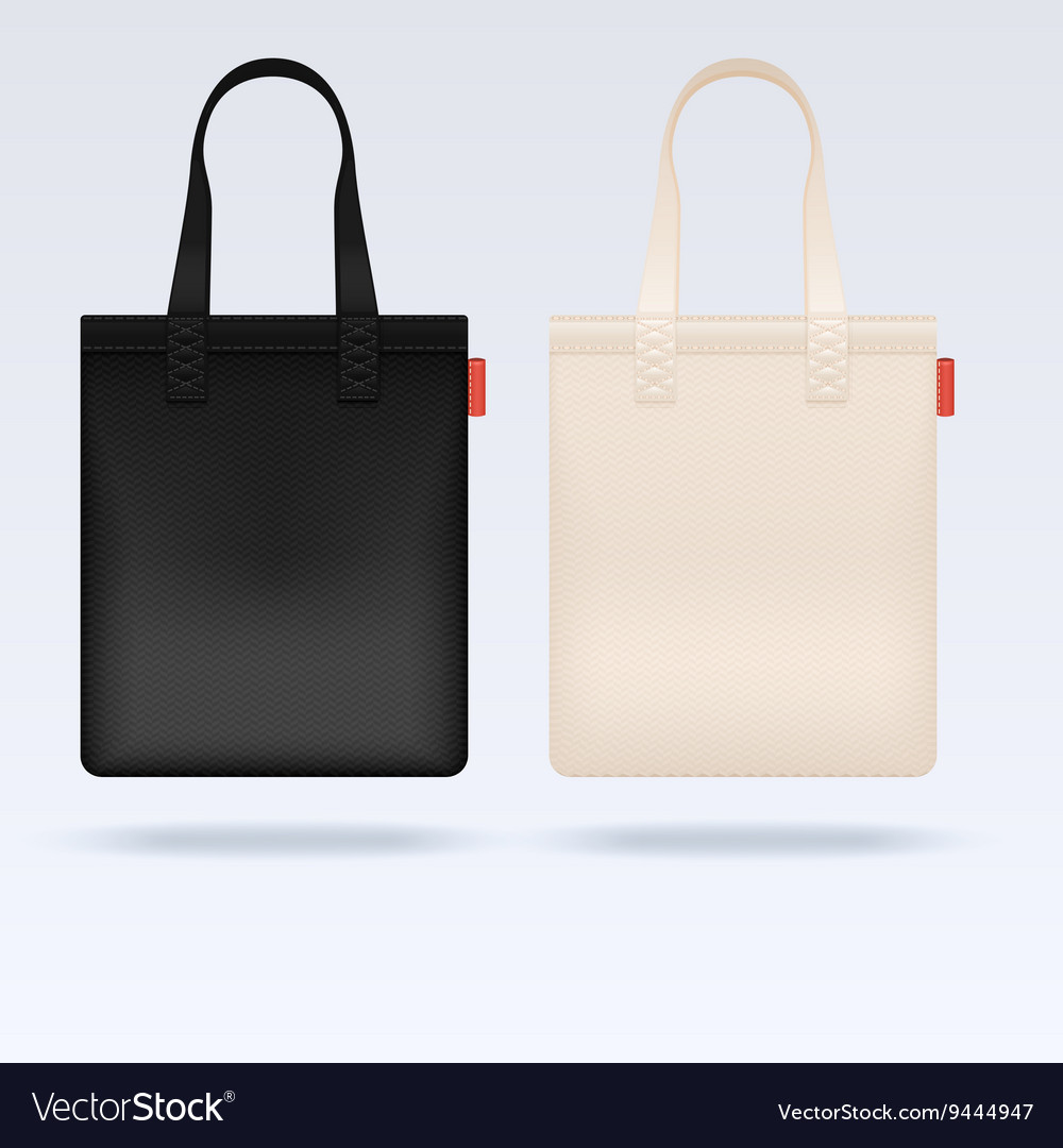 White and black fabric cloth tote bags Royalty Free Vector