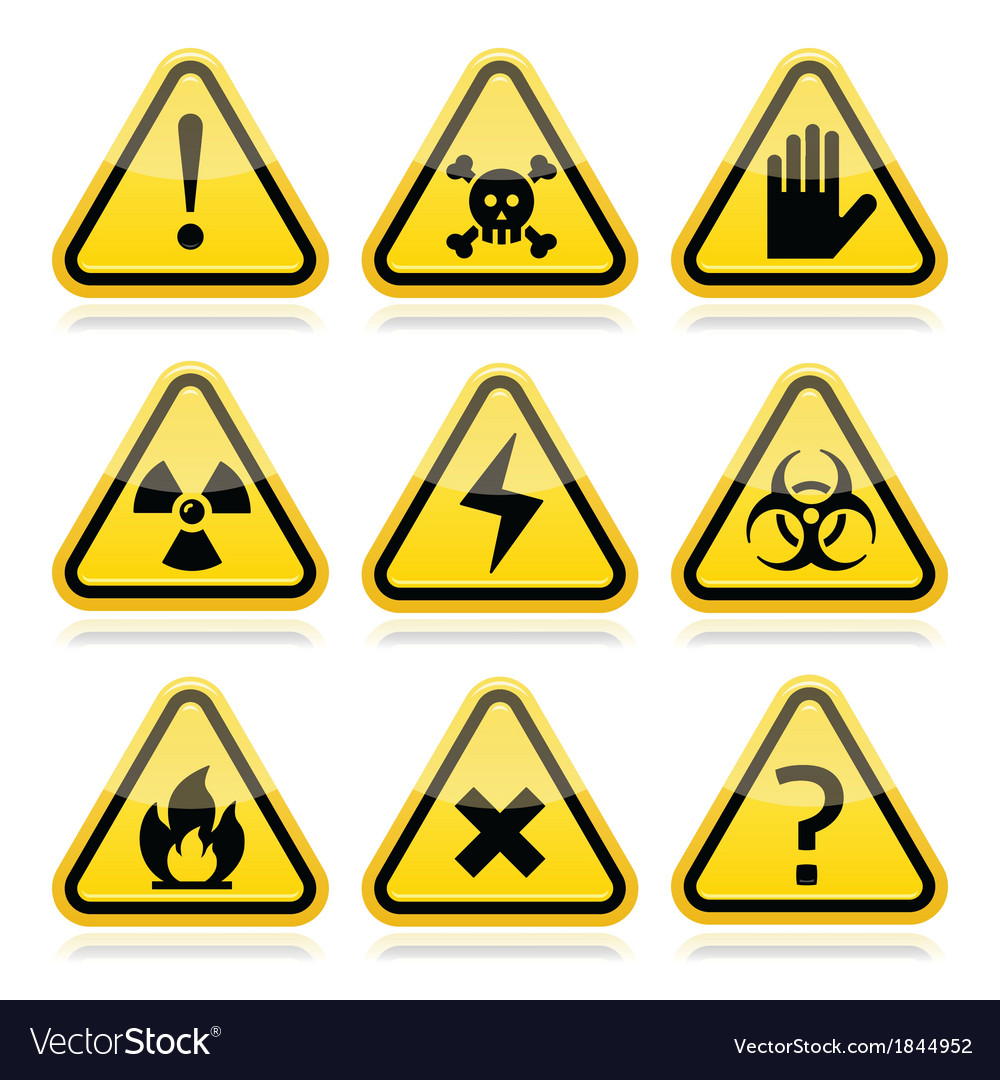 Danger risk warning modern traingle signs set Vector Image