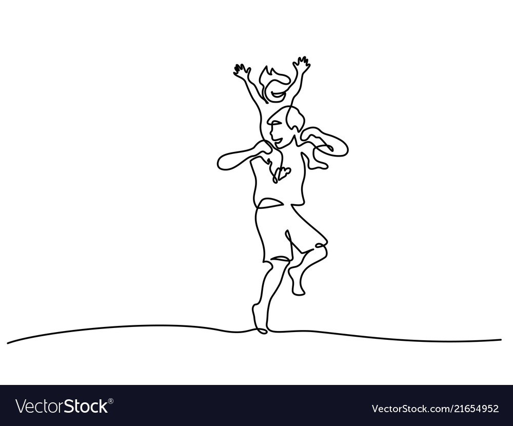 Family concept boy sitting on father shoulders Vector Image