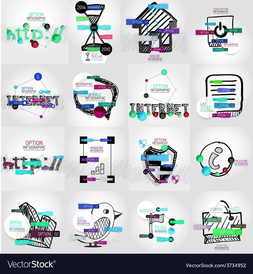 Hand-drawn symbols with infographic