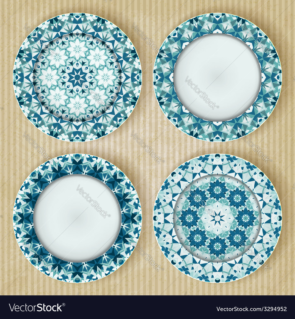 Kaleidoscope Plates Set - Retro Pattern