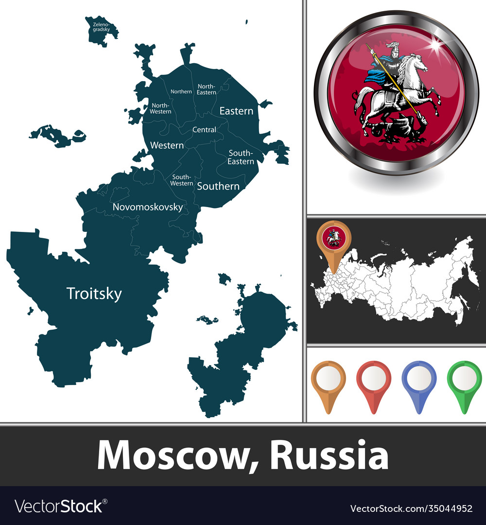 Map and flag of russia Royalty Free Vector Image