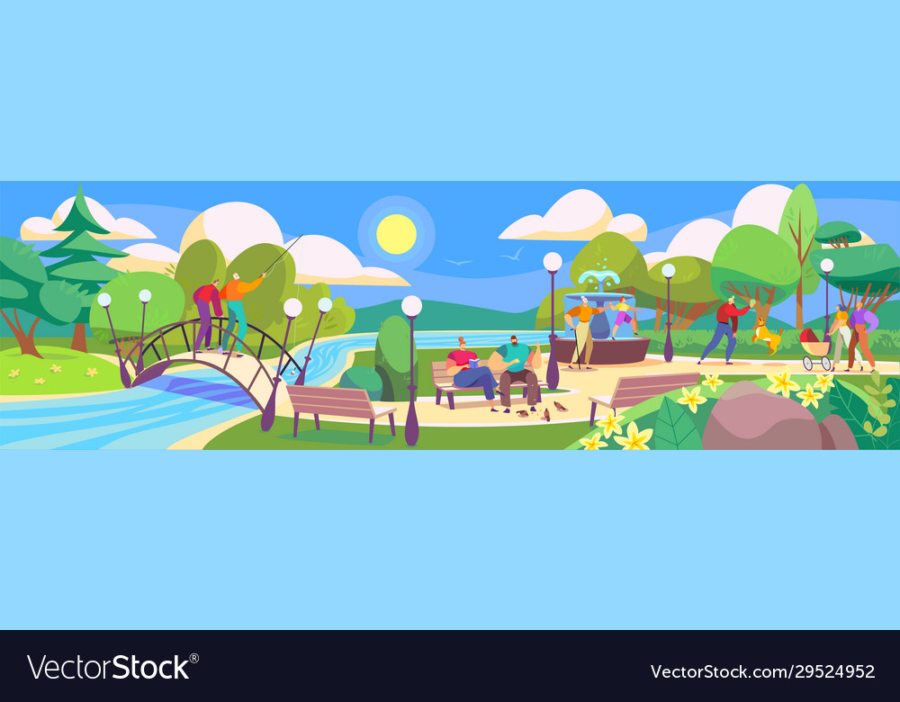 Menschen im Park Freizeit mit familiärer Natur vector image Menschen im Park Freizeit mit familiärer Natur