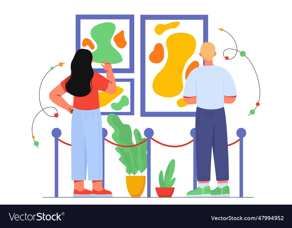 People in picture gallery concept Royalty Free Vector Image