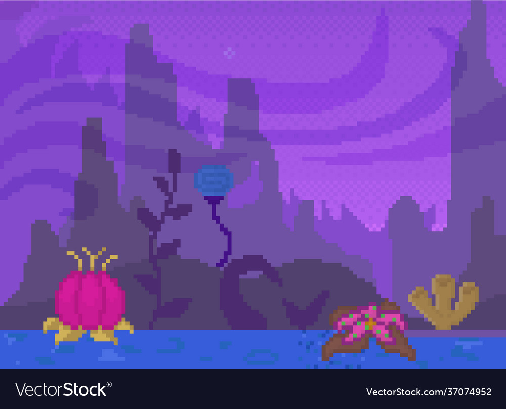 Pixel game interface layout design dark alien