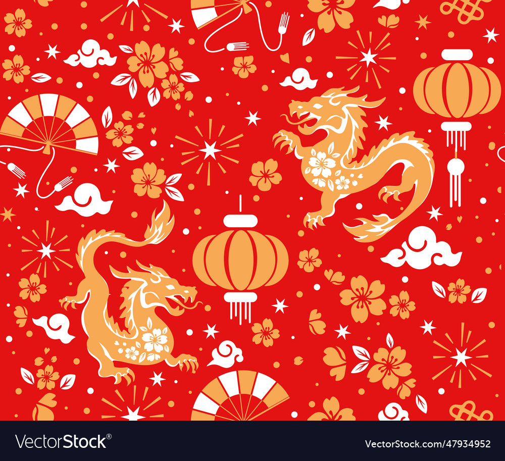 Seamless pattern happy chinese new year