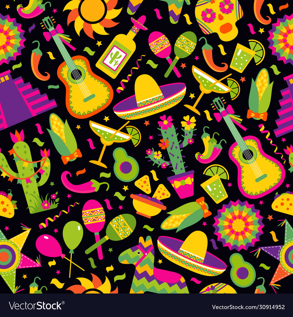 Seamless pattern with mexican elements