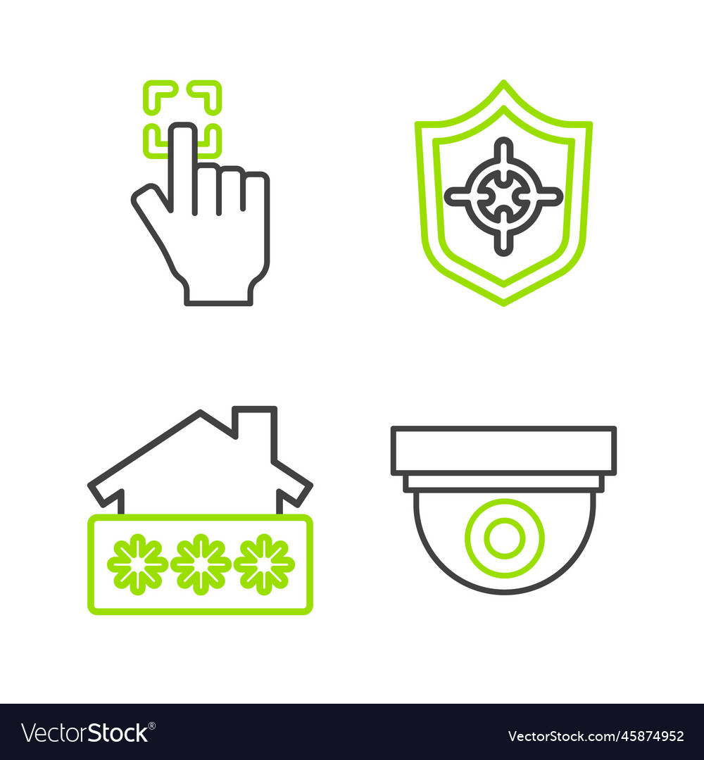 Set line security camera house with password vector image Set line security camera house with password