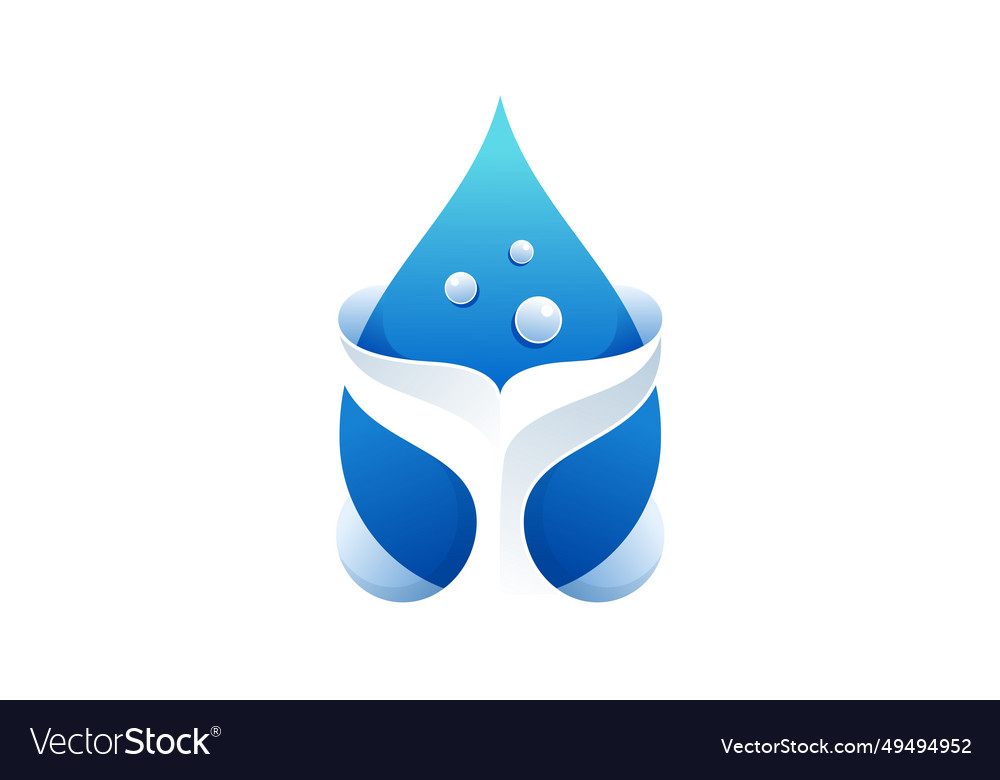 Waterdrop whale dolphin shark tail logo