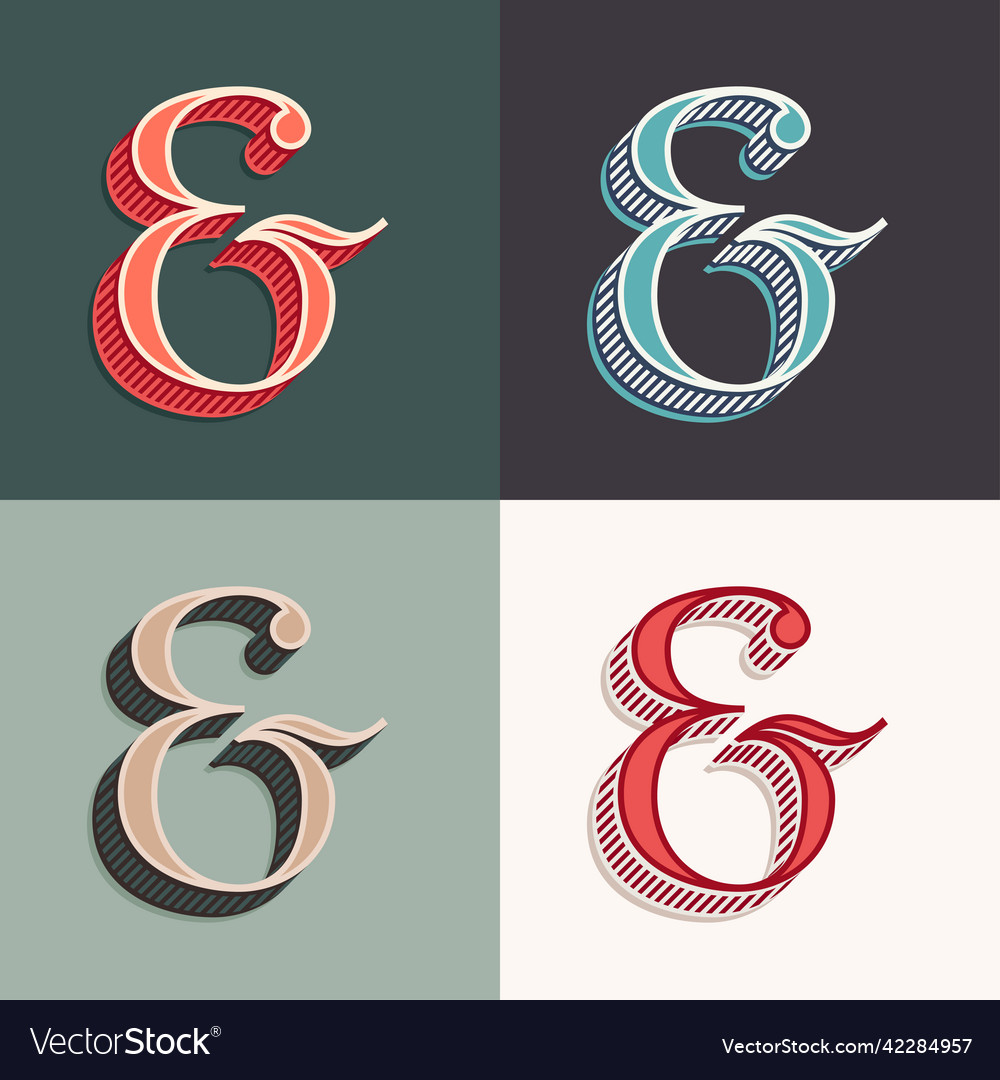 Ampersand sign logo in classic three-dimensional Vector Image