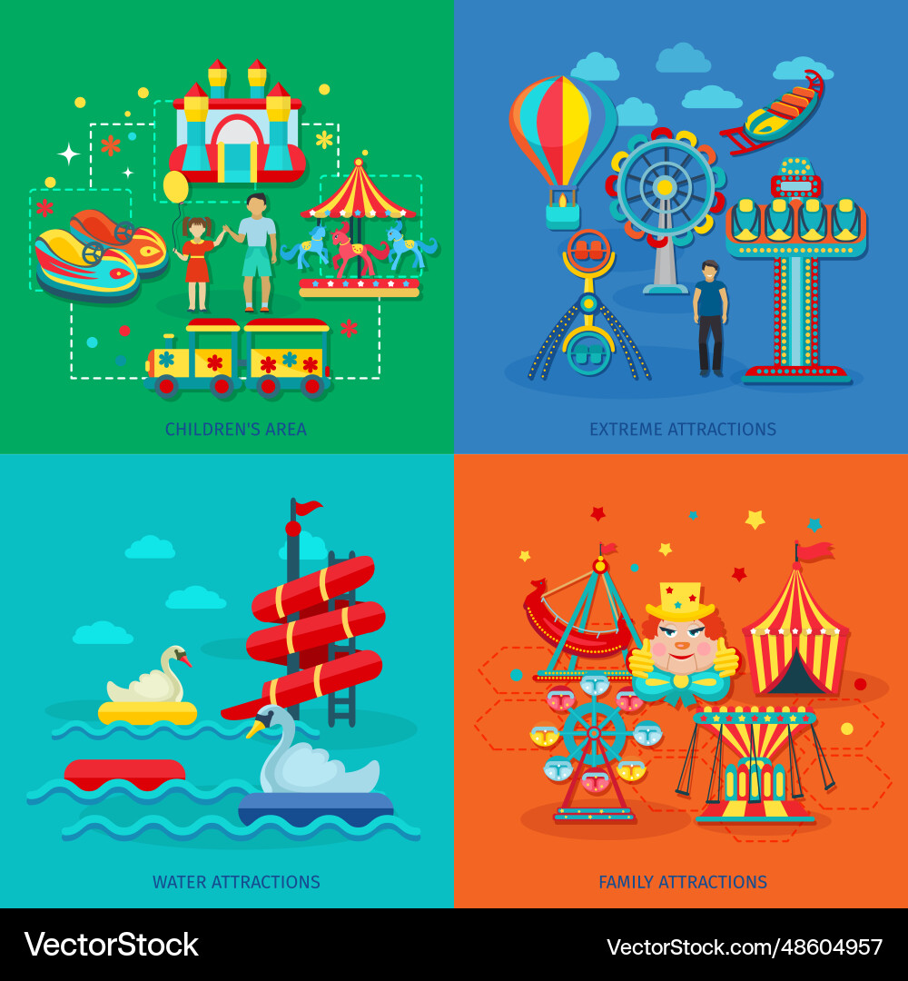 Amusement park flat Royalty Free Vector Image - VectorStock