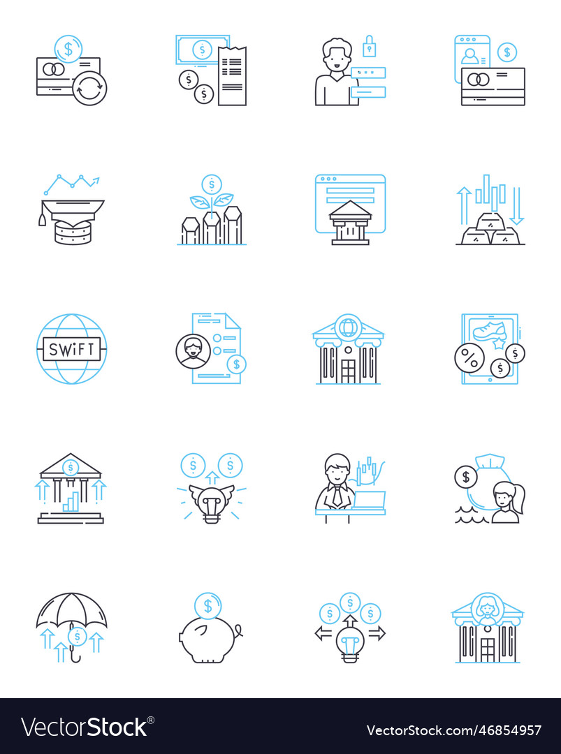 Artificial computing linear icons set vector image Artificial computing linear icons set