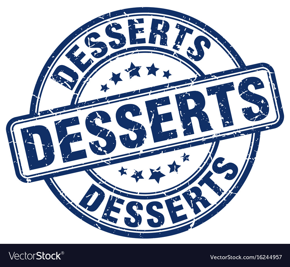 Desserts blue grunge round vintage rubber stamp