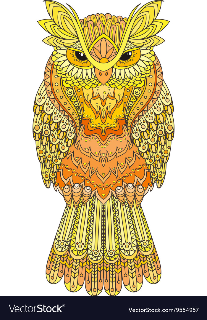 Entangle owl ornate Royalty Free Vector Image - VectorStock