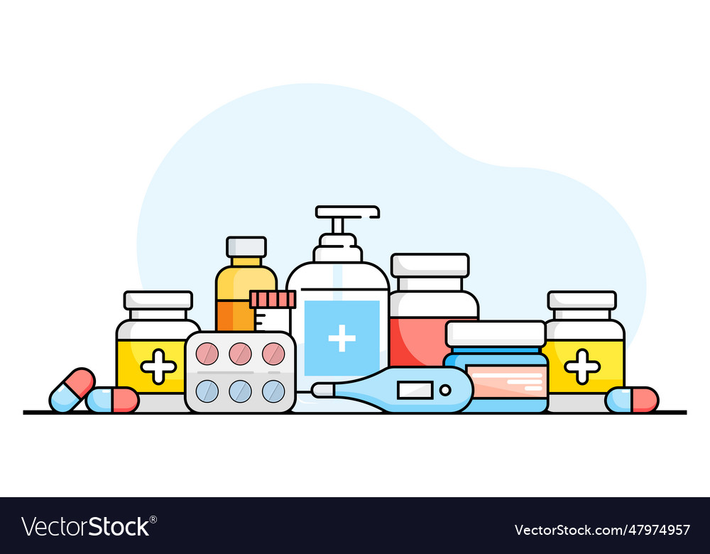 Medicine pharmacy hospital set of drugs