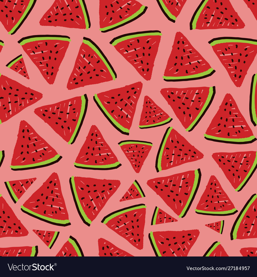 Red watermelon triangle seamless pattern vector image Red watermelon triangle seamless pattern
