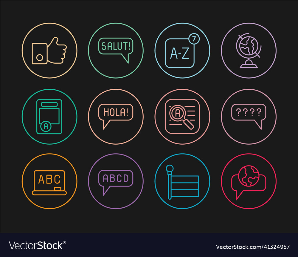 Set line learning foreign languages speech vector image Set line learning foreign languages speech