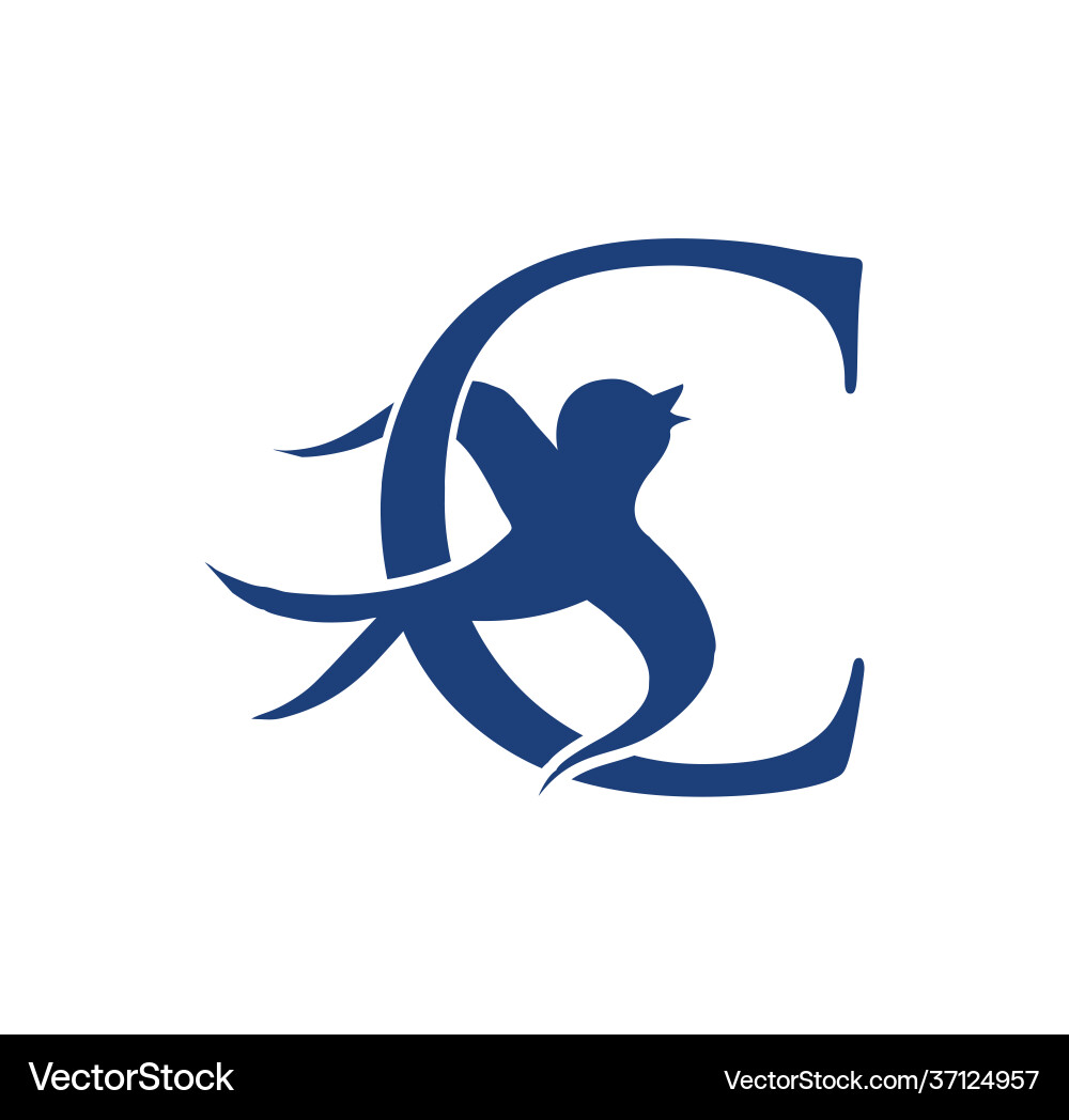 Swallow bird initial letter c Royalty Free Vector Image