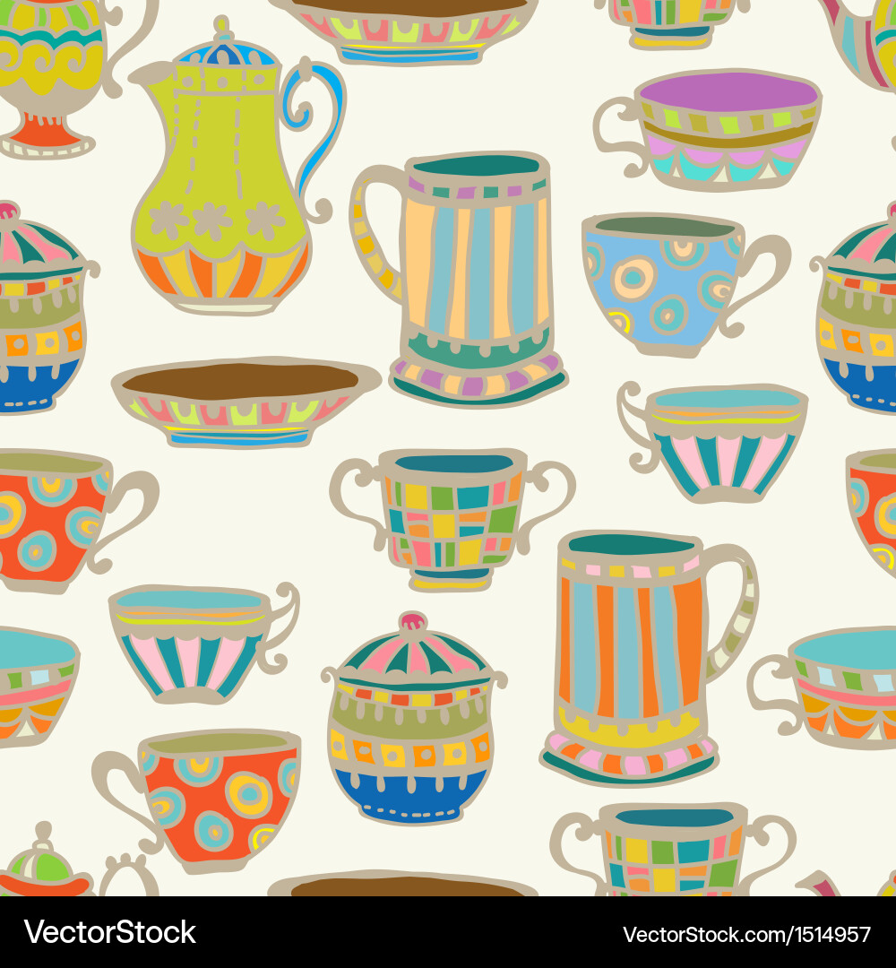 Tea cup seamless background Royalty Free Vector Image