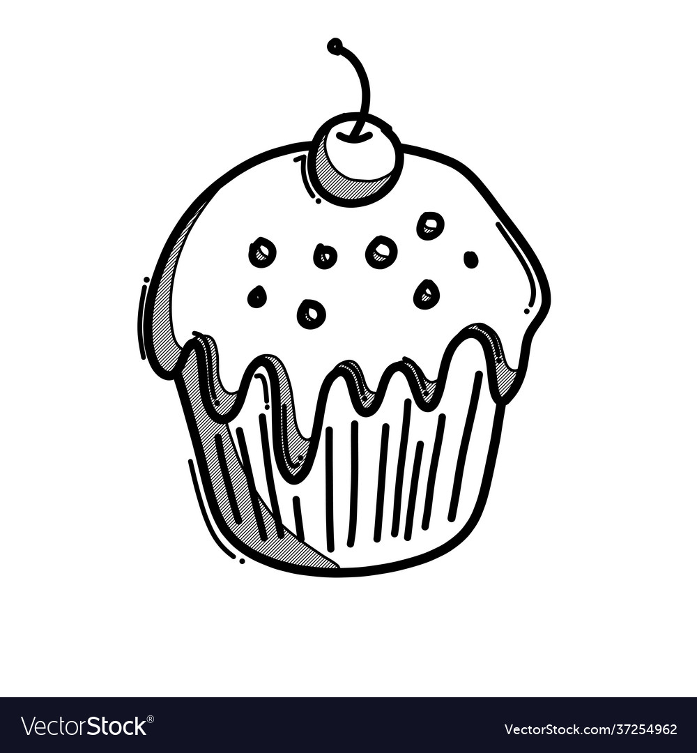 Cupcake doodle icon drawing sketch hand drawn