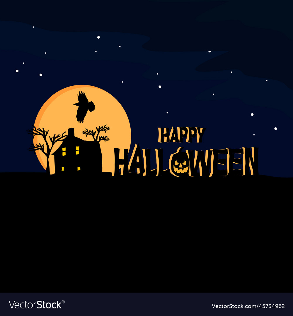 Happy halloween greeting design with raven bird