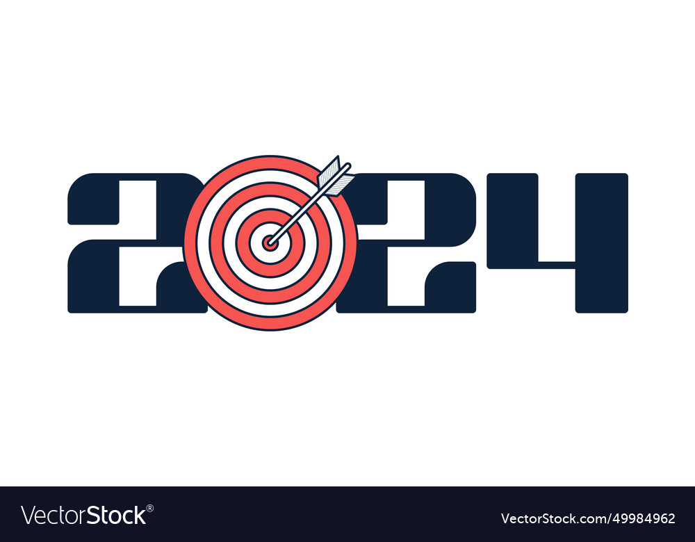 Happy new year 2024 and target sports greeting Vector Image