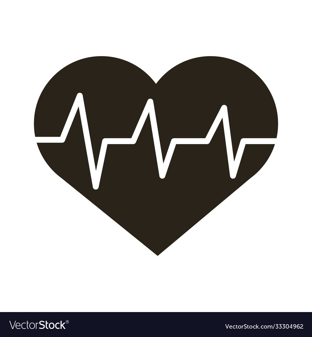 Medical heart cardiology pulse silhouette icon