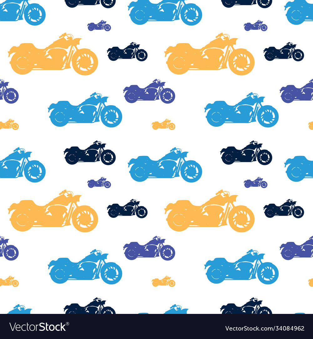 Seamless pattern silhouette chopper motorcycles Vector Image