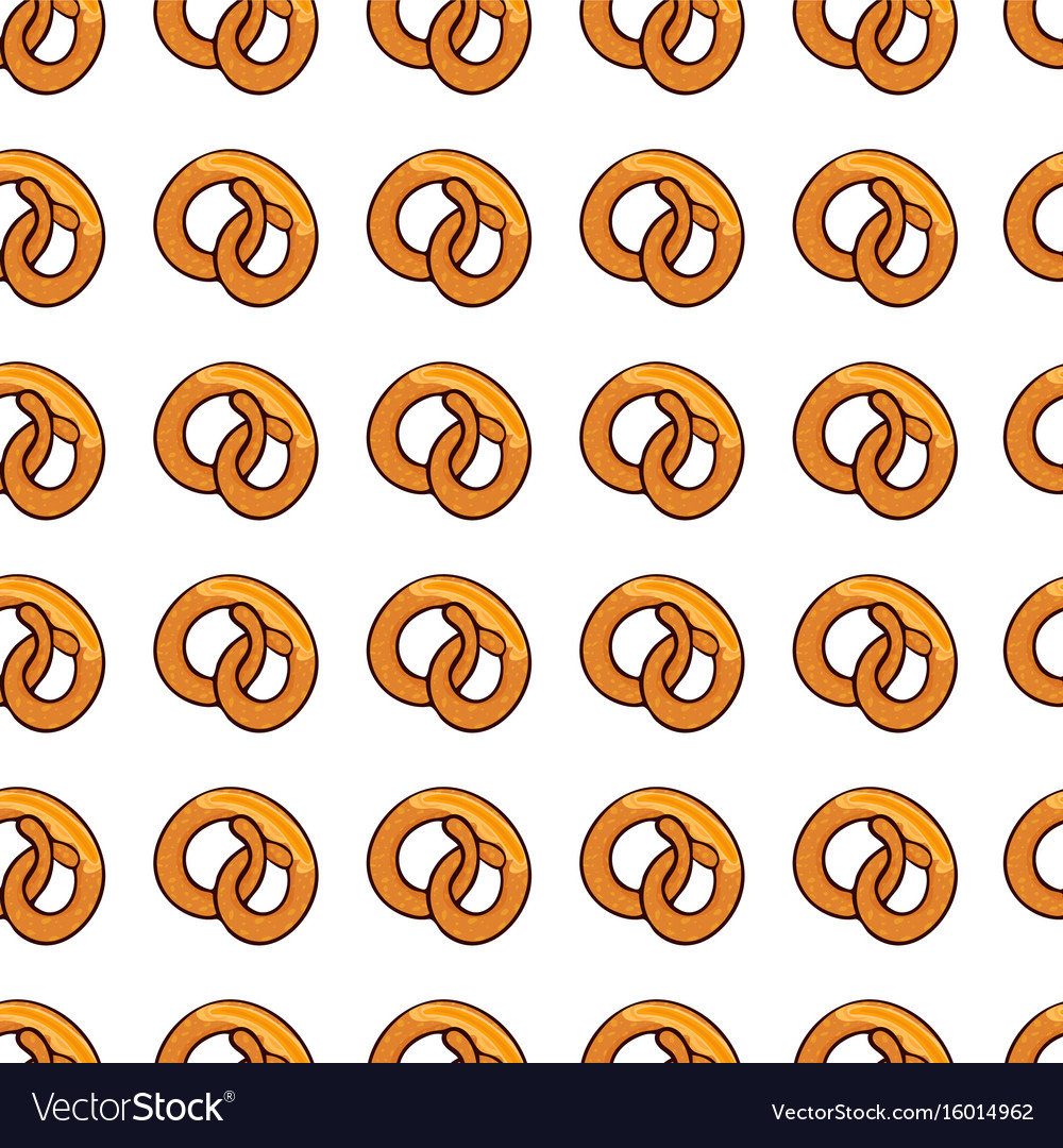 Seamless pattern with delicious pretzel