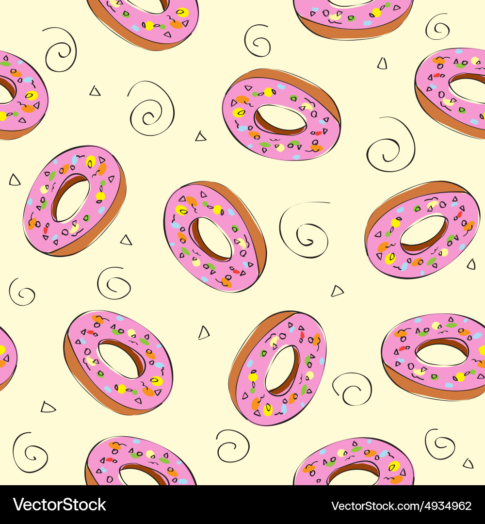 Seamless pattern with donuts Royalty Free Vector Image