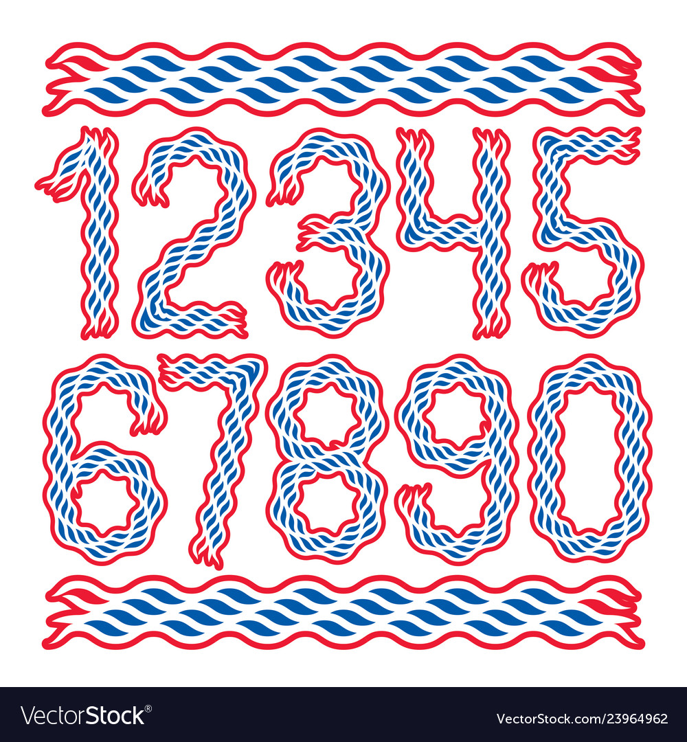 Set of bold numbers created using elegant flowing vector image Set of bold numbers created using elegant flowing