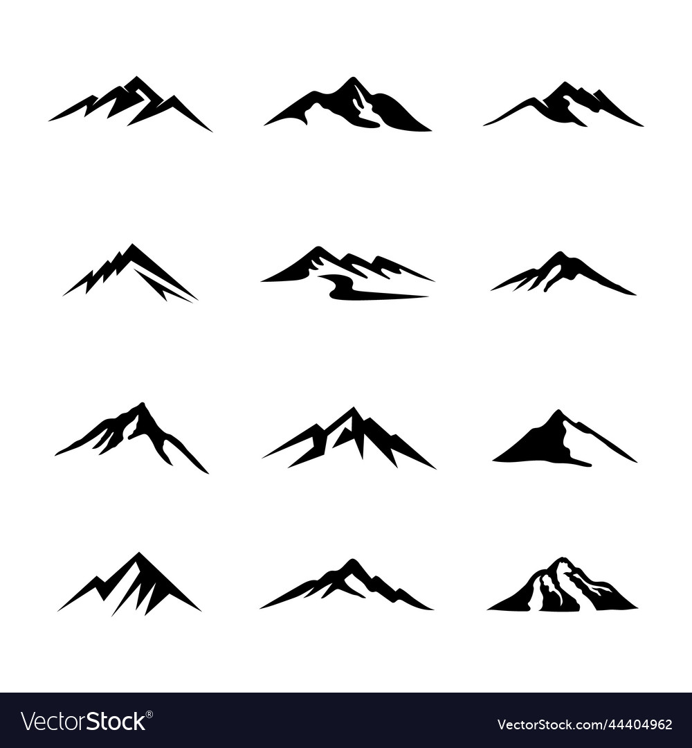 Set of landscape hills mountain peaks logo design Vector Image