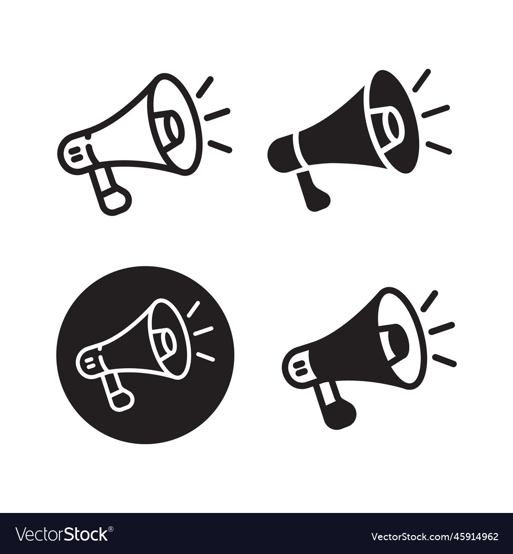 Set of megaphone icons with different styles vector image Set of megaphone icons with different styles